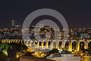 Queretaro City Viaduct at Night, Mexico