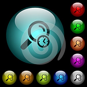 Query time icons in color illuminated glass buttons