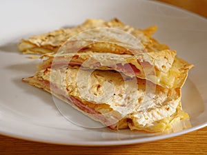 Quesadilla with cheese and ham