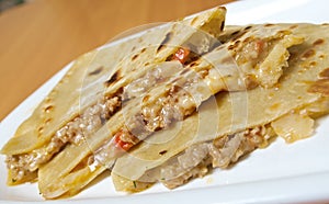 Quesadilla with chicken meat,