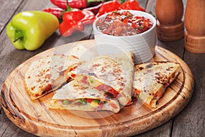 Quesadillas with cheese and vegetables