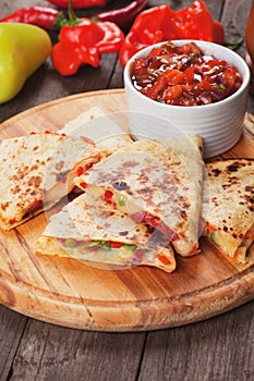Quesadillas with cheese and vegetables