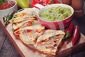 Quesadillas with guacamole photo