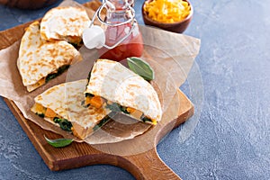 Quesadillas with kale and sweet potato