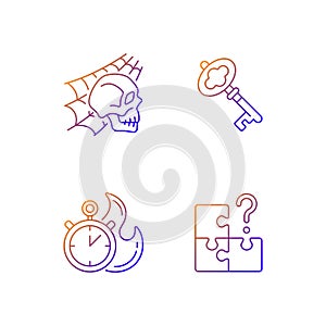 Quest room gradient linear vector icons set
