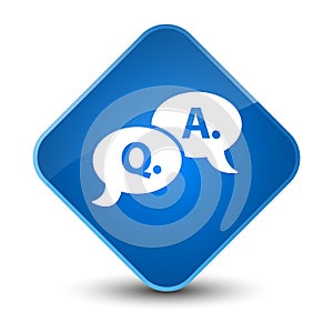 Question answer bubble icon elegant blue diamond button