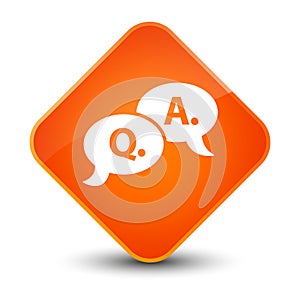 Question answer bubble icon elegant orange diamond button