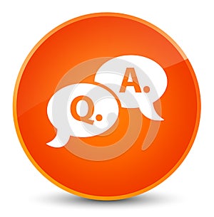Question answer bubble icon elegant orange round button
