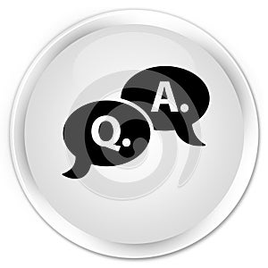 Question answer bubble icon premium white round button