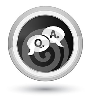 Question answer bubble icon prime black round button