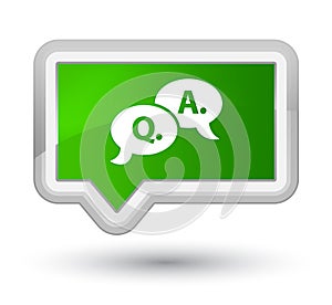 Question answer bubble icon prime green banner button