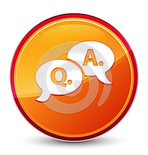 Question answer bubble icon special glassy orange round button