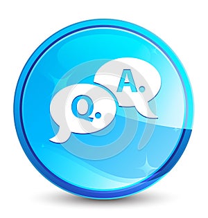 Question answer bubble icon splash natural blue round button photo