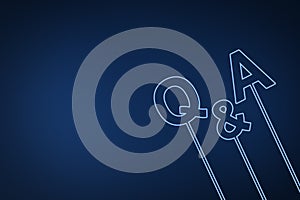 Question and answer concept on blue background, digital question mark background