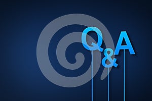 Question and answer concept on blue background, digital question mark background