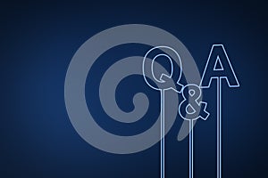 Question and answer concept on blue background, digital question mark background