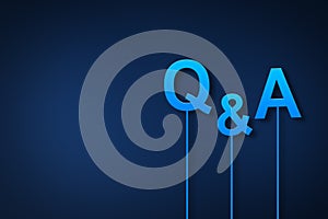 Question and answer concept on blue background, digital question mark background