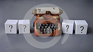 Question and answer concept. white cube with a symbol of question mark