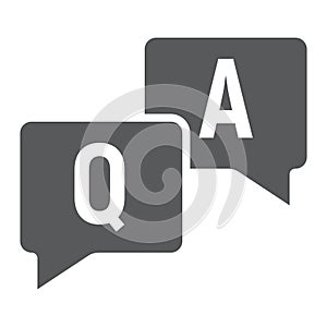 Question and answer glyph icon, e learning
