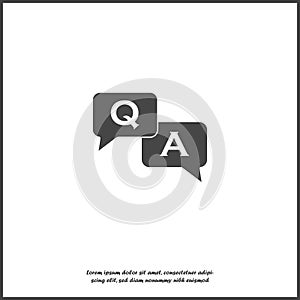 Question answer icon. Flat image speech bubbles question and answer on white isolated background