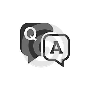 Question and answer icon in flat style. Discussion speech bubble photo