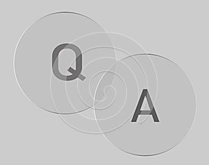 Question answer icon on gray background.