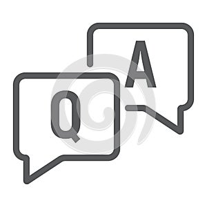Question and answer line icon, e learning