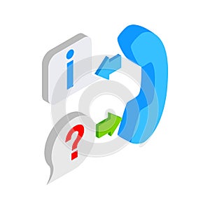 Question and answer mark icon, isometric 3d style