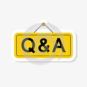 Question and Answer mark sign sticker isolated on white background. Q and A symbol
