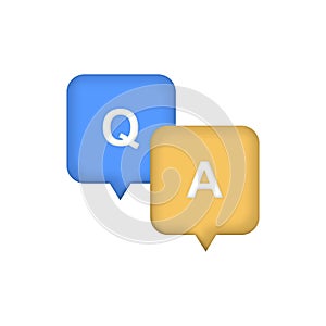 Question and Answer mark in speech bubble icon isolated on white background. Q and A symbol. FAQ sign, online support center. Copy