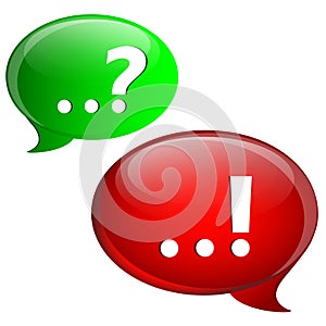 Question and answer marks with speech bubbles