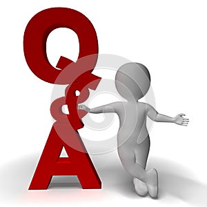 Question and Answer Q&A Sign And 3d Character As Symbol For Supp