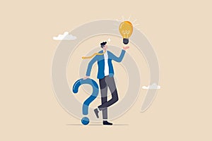 Question and answer, q and a or solution to solve problem, FAQ frequently asked question, help or creative thinking idea concept,