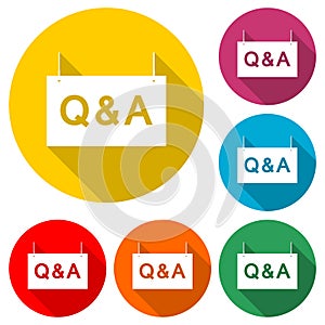 Question answer sign with long shadow