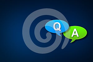 Question and answer speech bubble concept on blue background, digital question mark background
