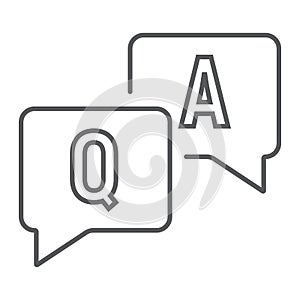 Question and answer thin line icon, e learning