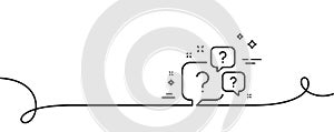 Question bubbles line icon. Ask help sign. Continuous line with curl. Vector