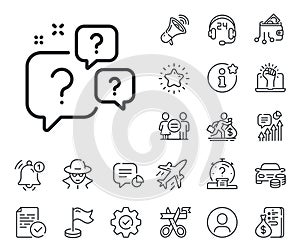 Question bubbles line icon. Ask help sign. Salaryman, gender equality and alert bell. Vector