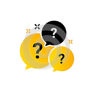 Question bubbles vector icon logo. Faq box illustration ask question bubble answer background chat.