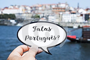 Question do you speak Portuguese? in Portuguese photo