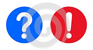 Question and exclamation mark icon set, question and exclamation symbol finding the answer, asking and admiration signs, query FAQ