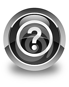 Question icon glossy black round button