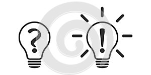 Question, information, idea and answer. Success concept. Lamp. Web design