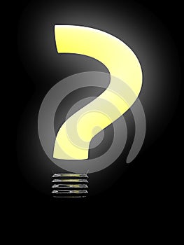 Question lightbulb. 3D image