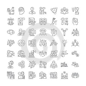 Question linear icons, signs, symbols vector line illustration set