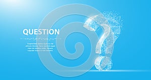 Question mark. 3d abstract vector isolated on blue with dots and stars. Ask symbol.