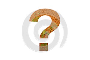 question mark of the alphabet made with a orange color background with raindrops