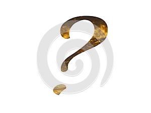 question mark of the alphabet made with a yellow pattern of yellow clouds on which the sun shines