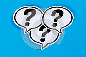 Question mark as a symbol for asking questions ask help problem information support speech bubble communication concept talking