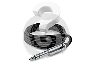 Question mark with audio cable